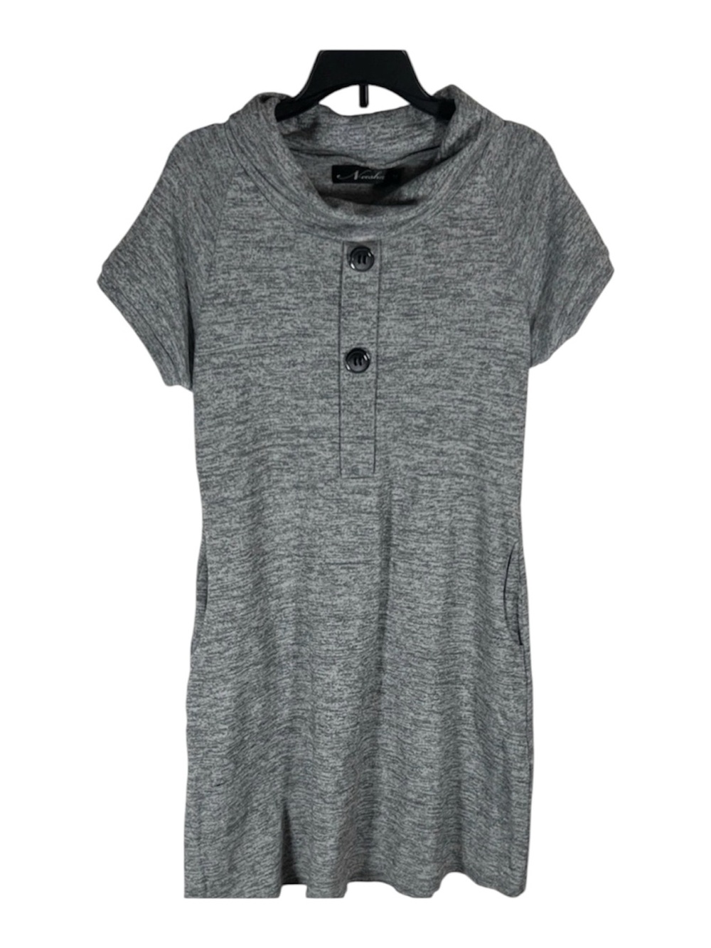 Gray Short Sleeve Dress with Pockets Size M